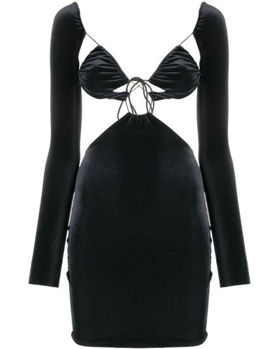 Amazuìn Long-sleeve Cut-out Minidress - Black