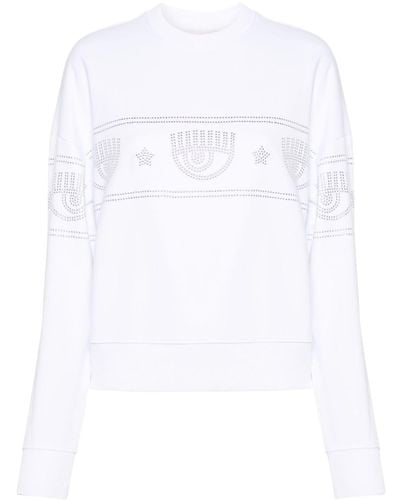 Chiara Ferragni Logomania Stud-embellished Sweatshirt - White