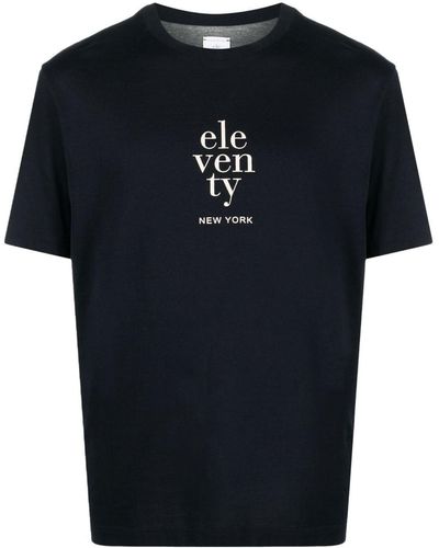 Eleventy T-Shirt mit Logo-Print - Blau