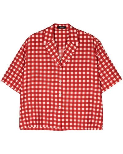 JOSEPH Short-sleeve Gingham-print Shirt - Red