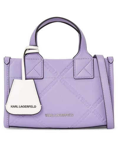Karl Lagerfeld Small K/skuare Logo-embossed Tote Bag - Purple