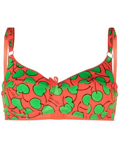 Moschino Graphic-print Underwired Bra - Green