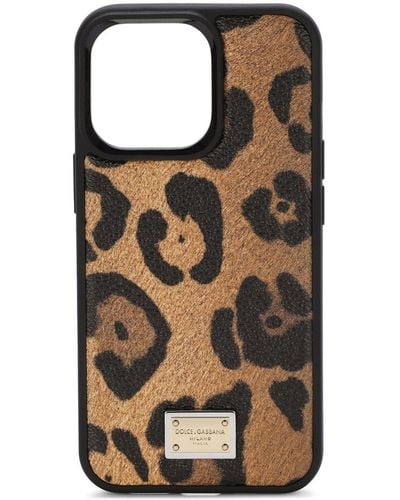 Dolce & Gabbana Coque d'iPhone 13 à imprimé léopard - Noir