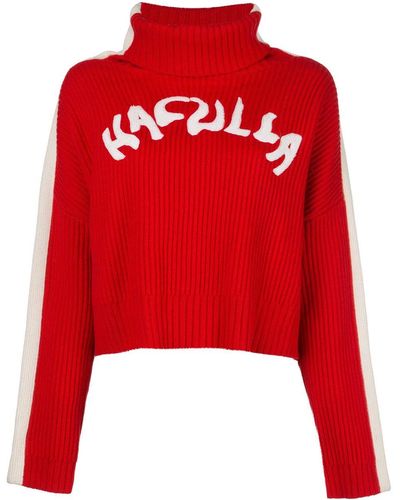 Haculla Logo Nouveau Ribbed Sweater - Red