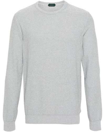 Zanone Mélange-effect Textured Sweater - Grey