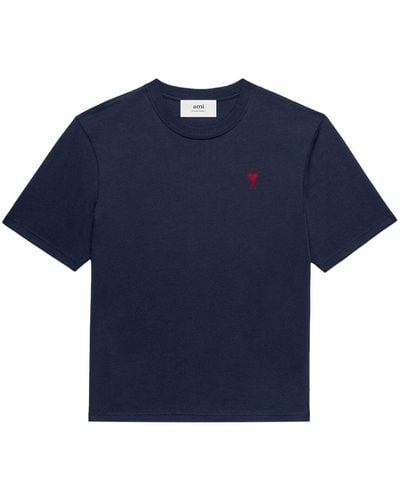 Ami Paris Camiseta con logo bordado - Azul