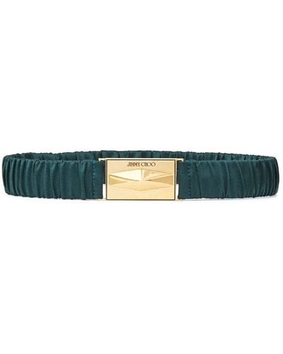 Jimmy Choo Logo-buckle Ruched Belt - Blue