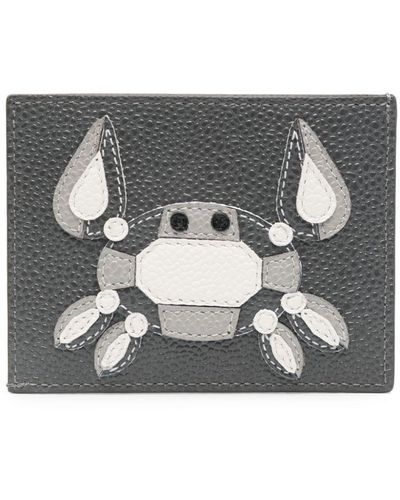 Thom Browne Leather Card Holder - Grey