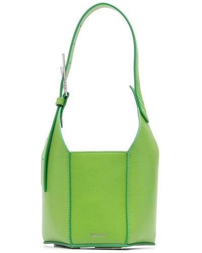 The Attico Logo-detail Leather Tote Bag - Green