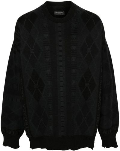 Balenciaga パターンジャカード スウェットシャツ - ブラック