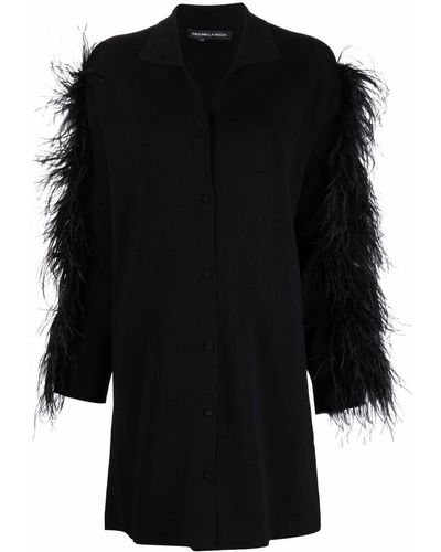 antonella rizza Medea Feather-trim Shirt Dress - Black