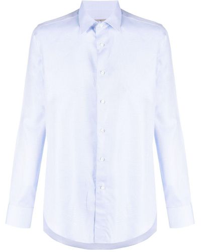 Canali Long-sleeved Piqué Shirt - Blue