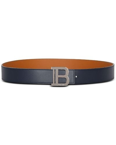 Balmain Leather B-buckle Belt - Blue