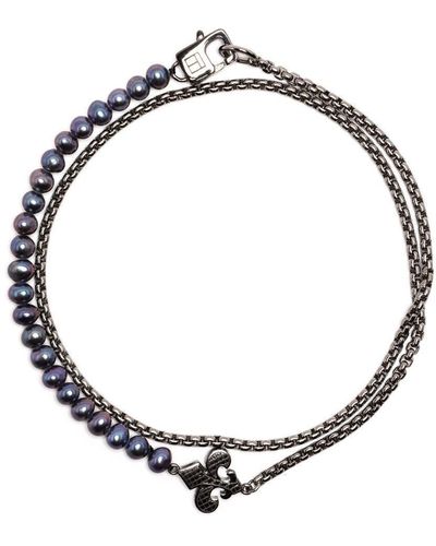 Tateossian Bracelet chaîne à détails de perles - Métallisé
