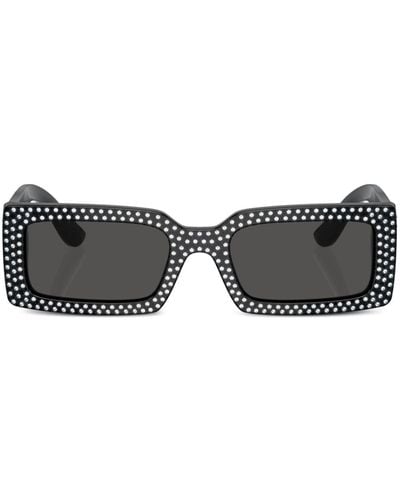 Dolce & Gabbana Logo-lettering rectangle-frame sunglasses - Nero