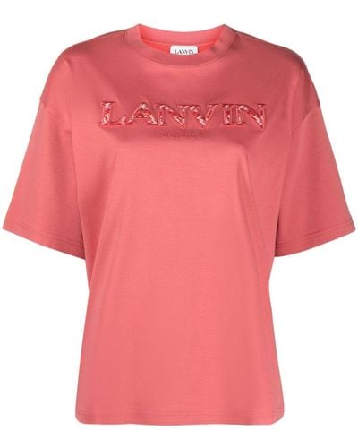 Lanvin Logo-appliqué Cotton T-shirt - Pink