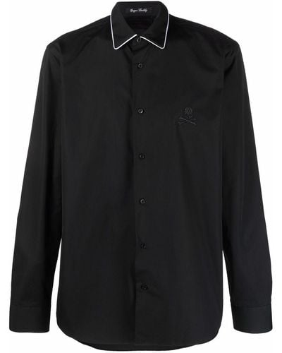 Philipp Plein Camisa con botones y logo - Negro