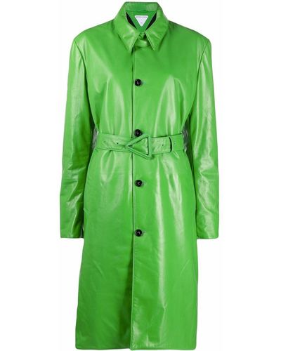 Bottega Veneta Einreihiger Mantel mit Gürtel - Grün
