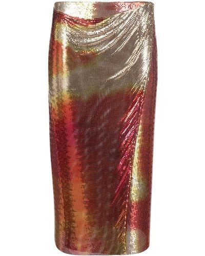Rabanne Falda Jupe con diseño de cota de malla - Rojo
