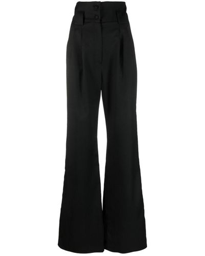 MANURI High-waist Wide-leg Pants - Black