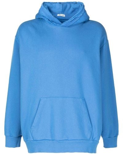 Undercover Embroidered-trim Cotton Hoodie - Blue