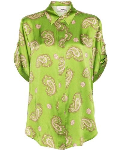 ALÉMAIS Seidenhemd mit Paisley-Print - Grün