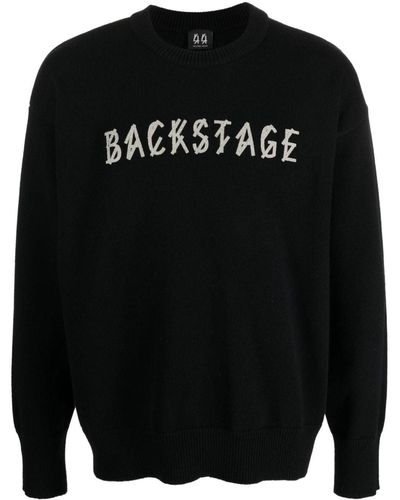 44 Label Group Text-print Wool Sweater - Black
