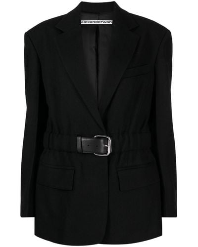 Alexander Wang Belted Wool Blazer - Women's - Viscose/calf Leather/wool - Black