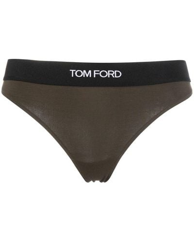 Tom Ford Logo-waistband Thong - Black