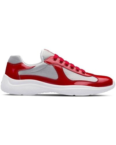 Prada America's Cup Leather & Technical Fabric Trainers - Red