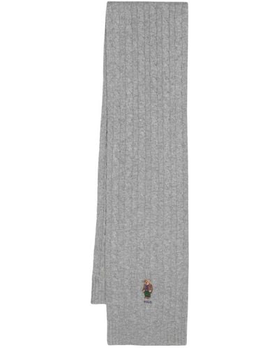 Polo Ralph Lauren Gestrickter Schal mit Polo Bear - Grau