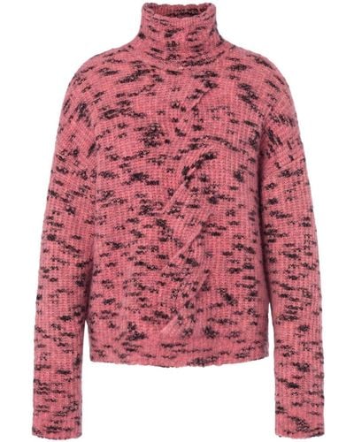 Moschino Jeans Roll-neck Cable-knit Sweater - Red