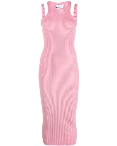 Blumarine Ribbed-knit Sleeveless Dress - Pink