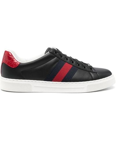 Gucci Ace Sneakers Met Webstreep - Zwart