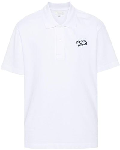 Maison Kitsuné Handwriting Cotton Polo Shirt - White