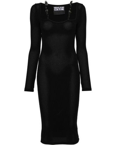 Versace Baroque-buckles Knitted Midi Dress - Black