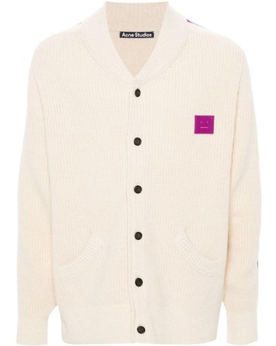 Acne Studios Face-patch Knitted Cardigan - Natural