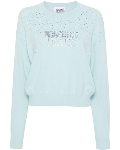 Moschino Logo-embellished Crew-neck Sweater - Blue