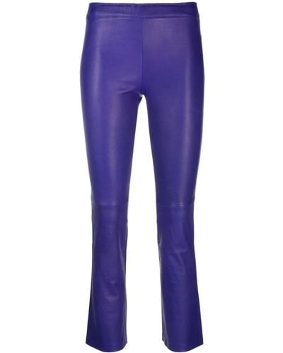 Stouls Cropped Leather Trousers - Blue
