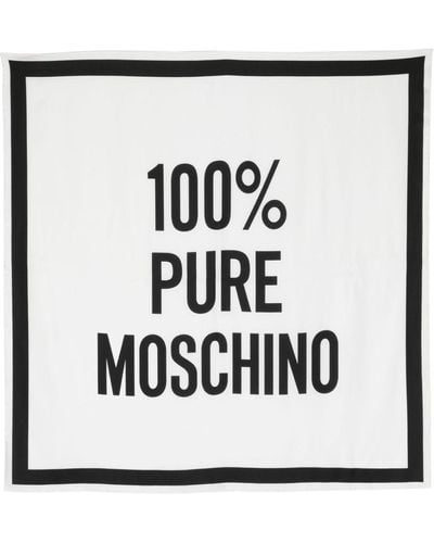 Moschino Écharpe en soie à slogan imprimé - Noir