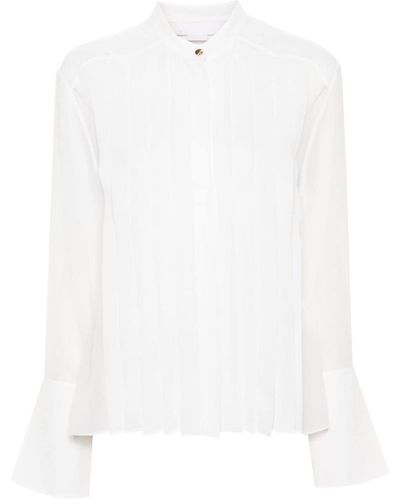 Genny Pleated Silk Shirt - White