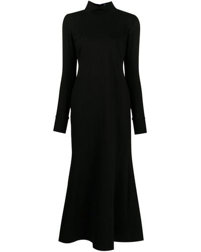Macgraw High-neck Flared Midi Dress - Black
