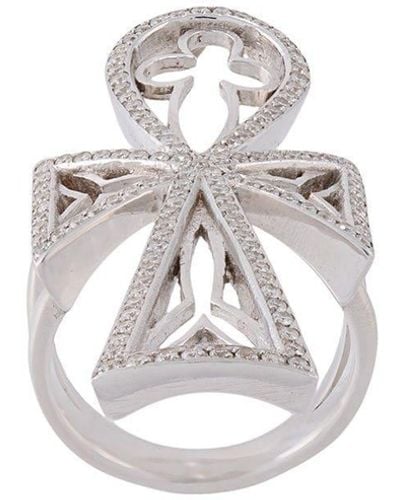 Loree Rodkin Anillo con forma de cruz maltesa de diamante - Blanco