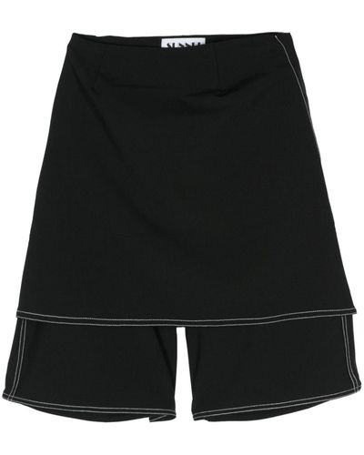Sunnei Skirt-overlay Knee-leng Shorts - Zwart