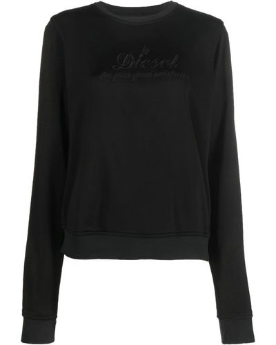 DIESEL Embroidered-logo Crew Neck Sweatshirt - Black