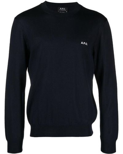 A.P.C. ロゴ セーター - ブルー
