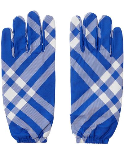 Burberry Check Gloves - Blue