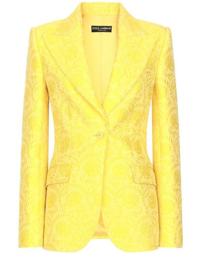 Dolce & Gabbana Patterned-jacquard Single-breasted Blazer - Yellow