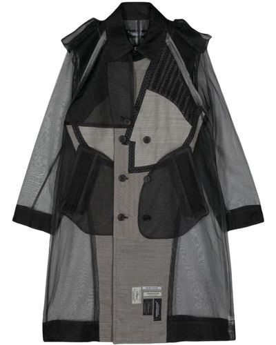 Undercover Panelled semi-sheer coat - Noir