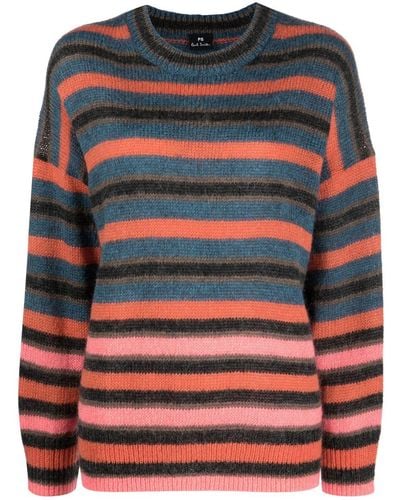 PS by Paul Smith Gestreifter Strickpullover - Grau